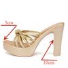 Small Size 32-43 Sexy Gold White Weding Shoes Summer Platform Slides 2025 Women's Block High Heels Slippers Office Party Model