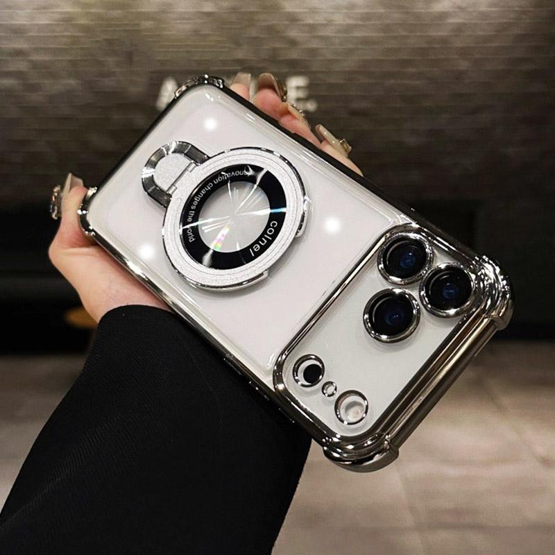 Прозрачный магнитный чехол-подставка для Xiaomi Redmi 15 15C 14C 13X 13C POCO C85 C75 C65 X7 F7 Note 14 Pro Противоударный чехол