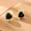 2024 New Fashion Rhinestone Heart Without Piercing Ear Clip Earrings for Women Imitation Crystal Earrings