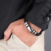 Подвеска из натуральной кожи, черный браслет из нержавеющей стали для мужчин, подарок на день рождения для друга