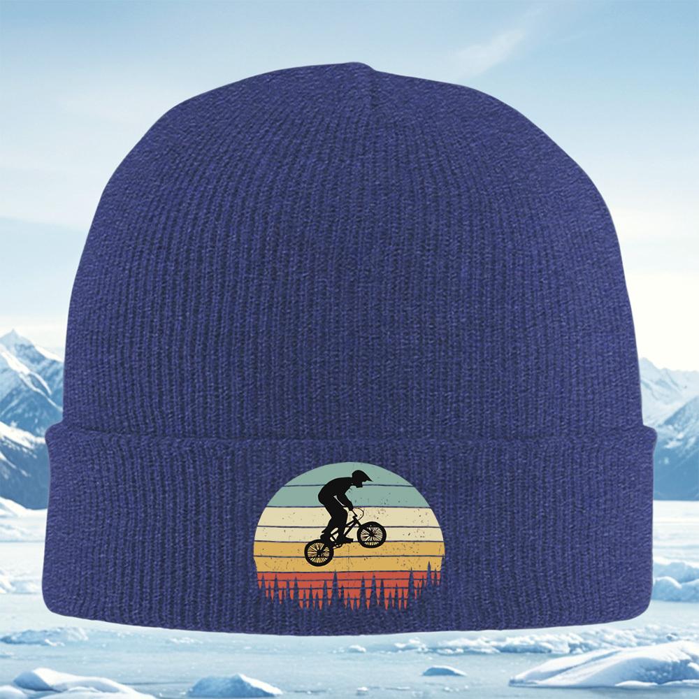 Silhouette rider BMX bicycle retro style design Men Women Unisex Knitted Hat Beanie Pullover Cap Winter Thermal Warm Christmas O
