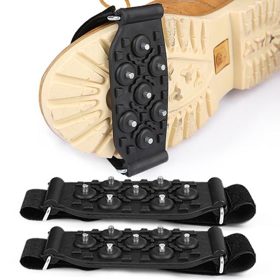 1 Pair Ice Cleats 7 Spikes Adjustable Fastener Tape Portable Anti-slip Winter Outdoor Climbing Hiking Shoes Boots Ice Snow Grips Crampons Gripper