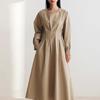 Bahor Uzoq Qo'lli Bel Qismi Dumaloq Bo'yinli Pullover A-Siluet Ko'ylak Ayollar Koreys Modasi Elastik Bel Ko'ylaklar