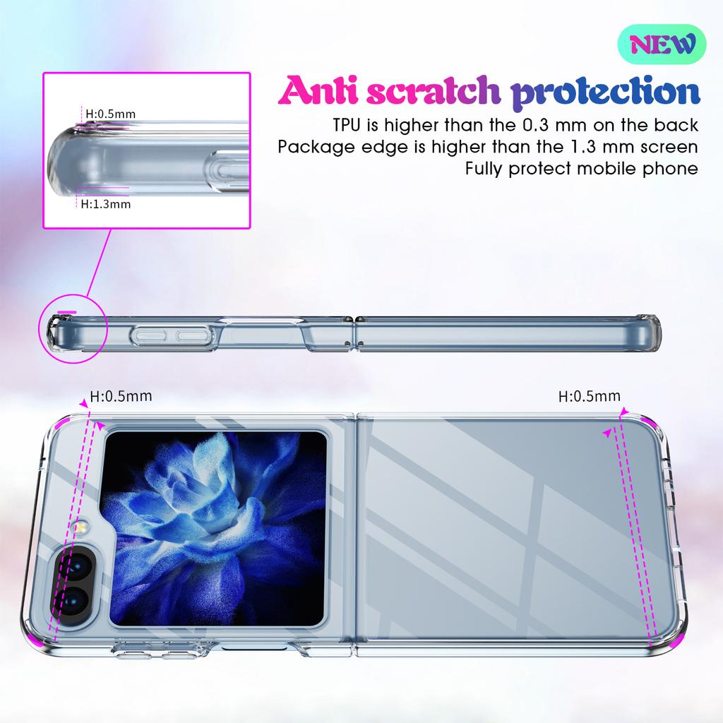 Прозрачный акриловый чехол-бампер для телефона Samsung Galaxy Z Flip 3 4 5 5G Flip5 ZFlip5, противоударная прозрачная задняя крышка