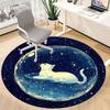 1PC Cosmic Cat Pattern Office Round Area Rug, Mat Suitable For Office, Under Office Chairs Bedroom Living Room Home Decor, Room Deco