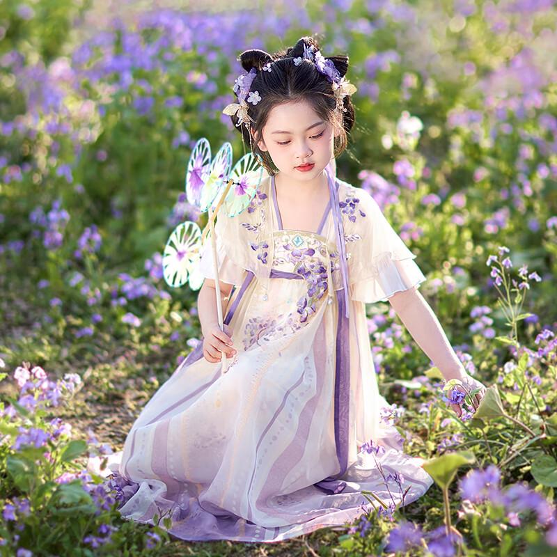 Летнее китайское платье-фея Hanfu для девочек Qibai