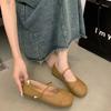 Popular Mary Jane Shoes Small Leather Shoes 2025 Summer French Versatile Single Shoes Woven Sense One Word with Round Head Soft Sole Women's Shoes