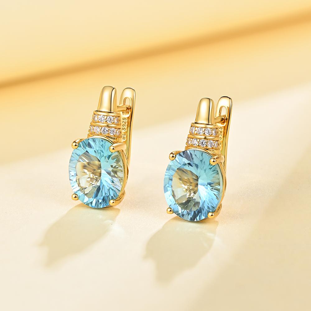 Легкие, роскошные и простые дизайнерские серьги и кольца с застежкой, комплект украшений из натурального небесного топаза, драгоценный камень, ювелирные украшения для женщин и девочек, повседневная одежда и подарки для вечеринок