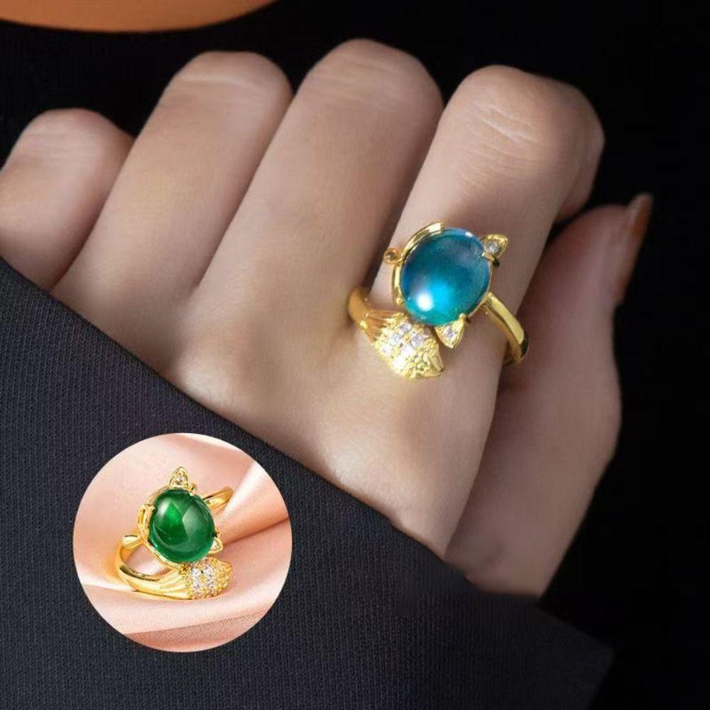Color Shift Mood Rings Adjustable Changing Color Ring Stylish Thermochromic Ring Ins Style