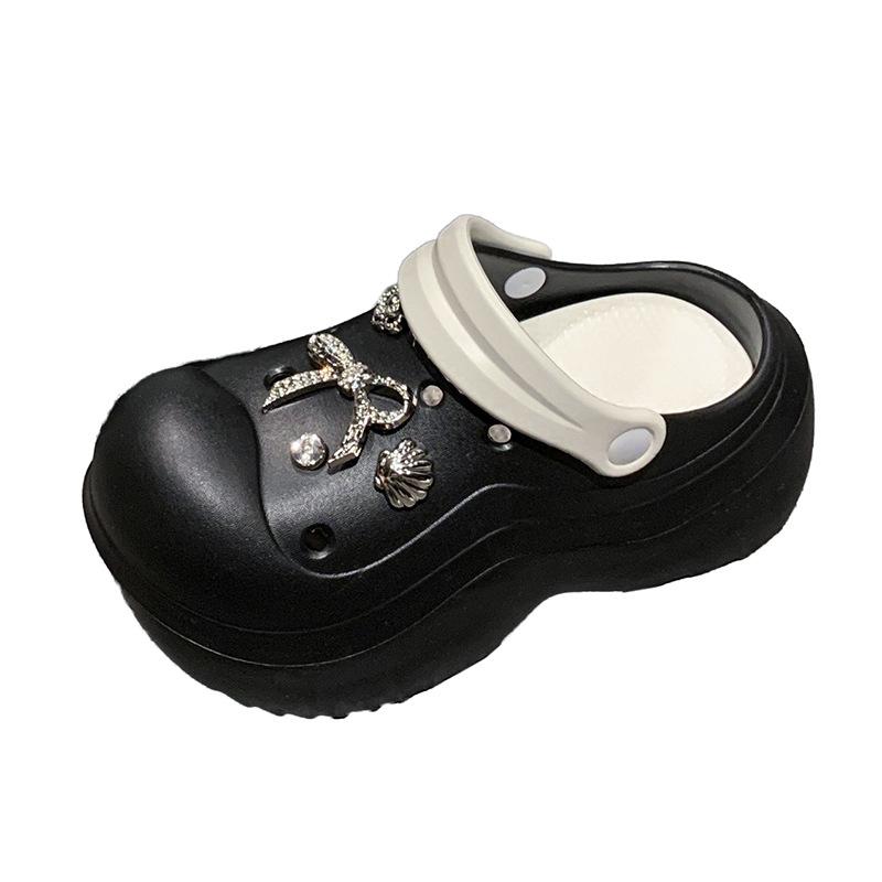 Baotou Hole Shoes женские тапочки на толстой подошве с эффектом увеличения высоты, мультяшные тапочки, нескользящие повседневные милые пляжные классные тапочки