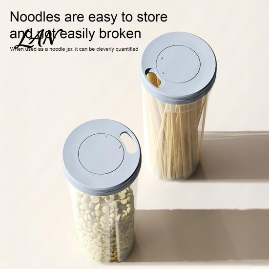 Dry Food Dispenser Airtight Spaghetti Storage Container, Clear PP Rotate Open Noodle Organizer, Keeper Moisture Proof Preservation Bin for Pasta