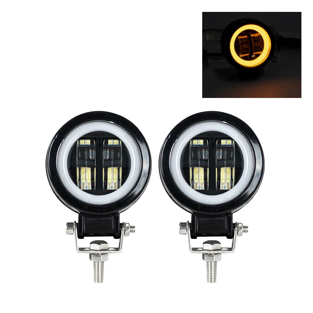 3Inch Universal Motorcycle Headlight Led Fog Mini Spot Lights Angel Eyes 20W Lenses for Scooter Atv Moto Accessories Lamp.