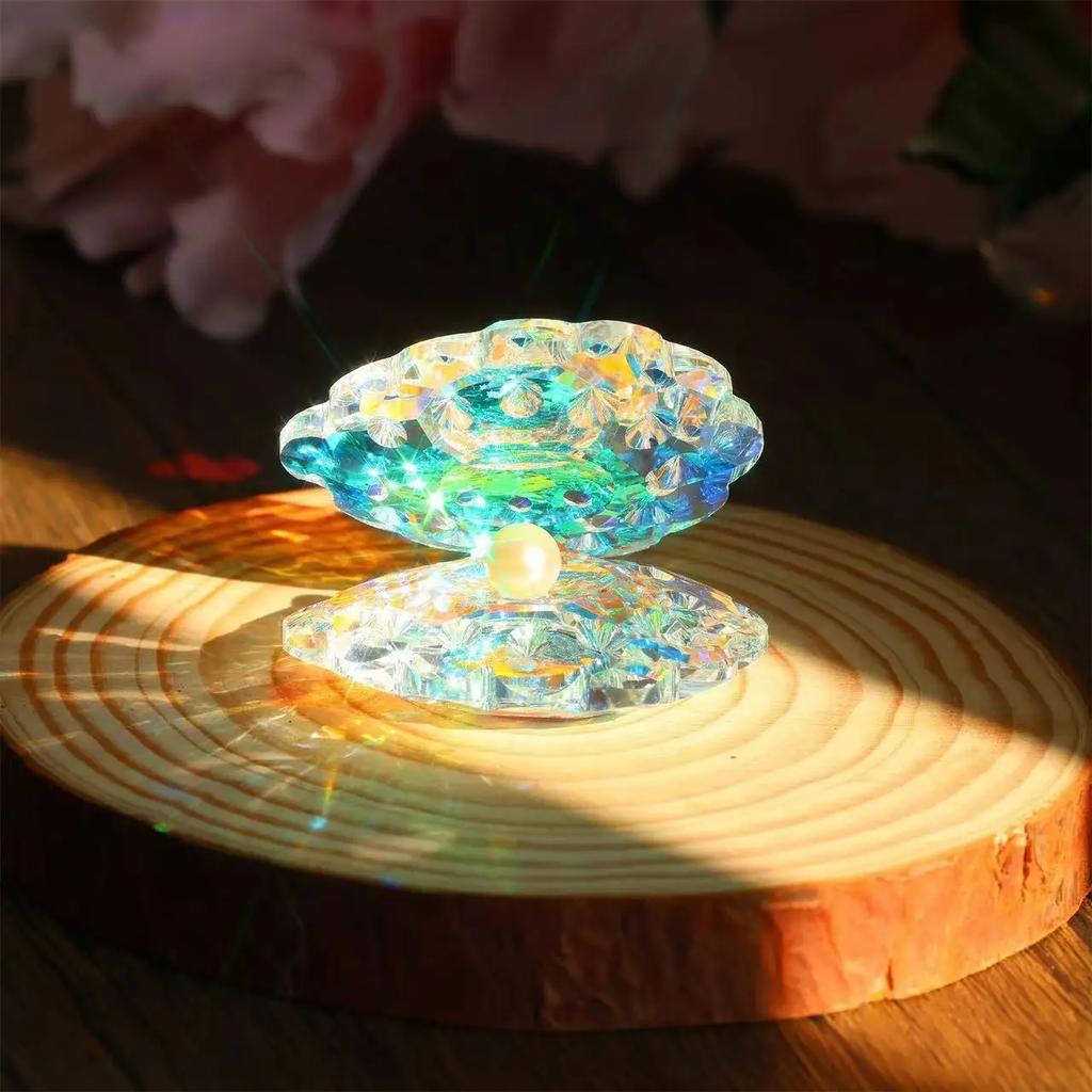 Светоотражающая хрустальная раковина конха с жемчужиной, ловцом солнца, жемчужными ракушками, хрустальной морской раковиной, коллекционной фигуркой, декором для стола