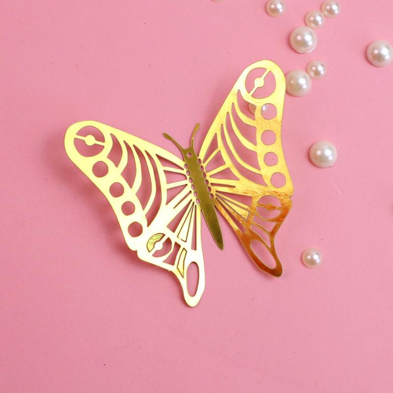 Topper Gold 3D Baking Dessert Decor For Wedding Party Happy Birthday Cake 12Pcs Artificial Butterfly Butterflies Cupcake Toppers