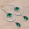 Изумрудный кварцевый драгоценный камень ручной работы подарок для нее серебряные ювелирные серьги 1,5''