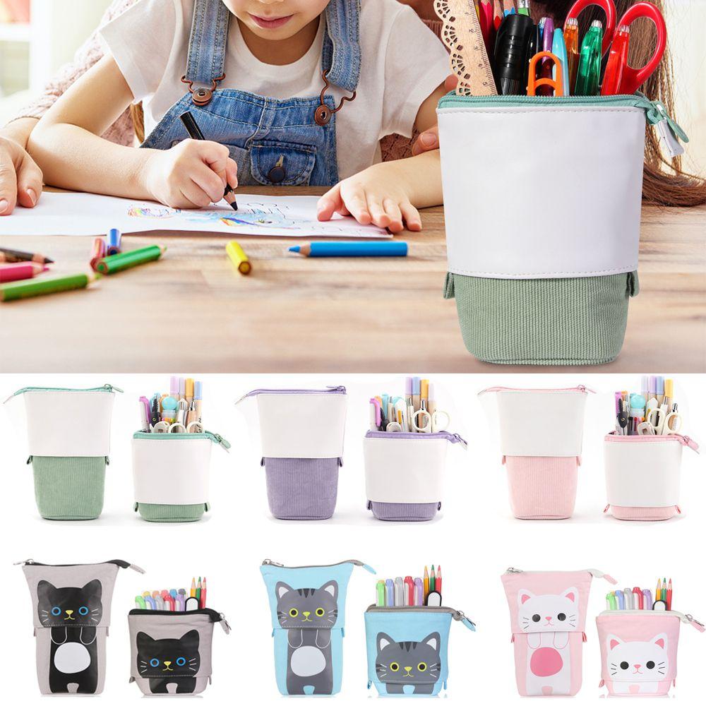 Большая вместимость Школьные принадлежности Косметичка Пенал Коробка для хранения на молнии Телескопическая сумка для ручек