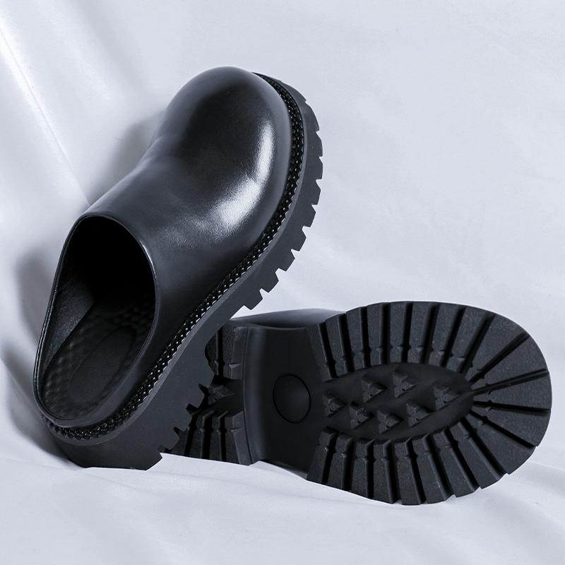 Мода Мода Летние Сандалии Классические Мужские Кожаные Мюли Уличные Простые Мужские Шлепанцы Ручной Работы Деловые Полушлепанцы Пляжная Обувь