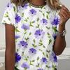 Summer Simple Crew Neck Regular Fit Floral Women's T-Shirt Casual Short Sleeve Tops Harajuku Tee Fashionable Polyster Beautiful