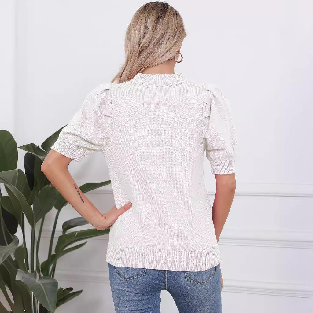 Женский свитер с круглым вырезом и короткими рукавами, контрастного цвета, осень-зима Love