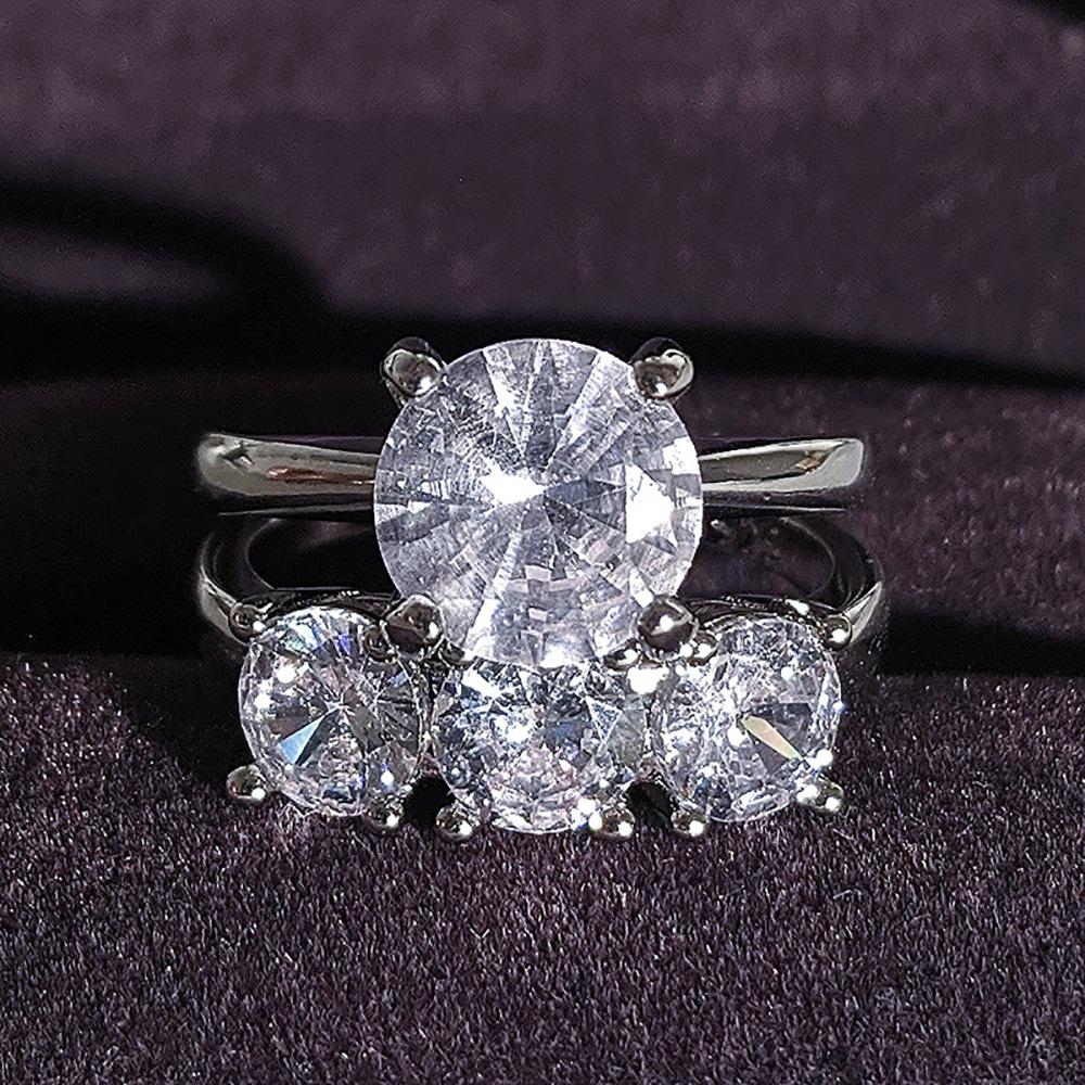 Комбинированное кольцо из стерлингового серебра 925 пробы с бриллиантом в европейском и американском стиле, простое модное обручальное кольцо с инкрустацией по темпераменту