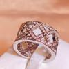 Изысканное кольцо для женщин, инкрустированное блестящим цирконием AAAA, геометрическое полое кольцо, модное кольцо, свадебное роскошное кольцо с цирконием, ювелирные изделия