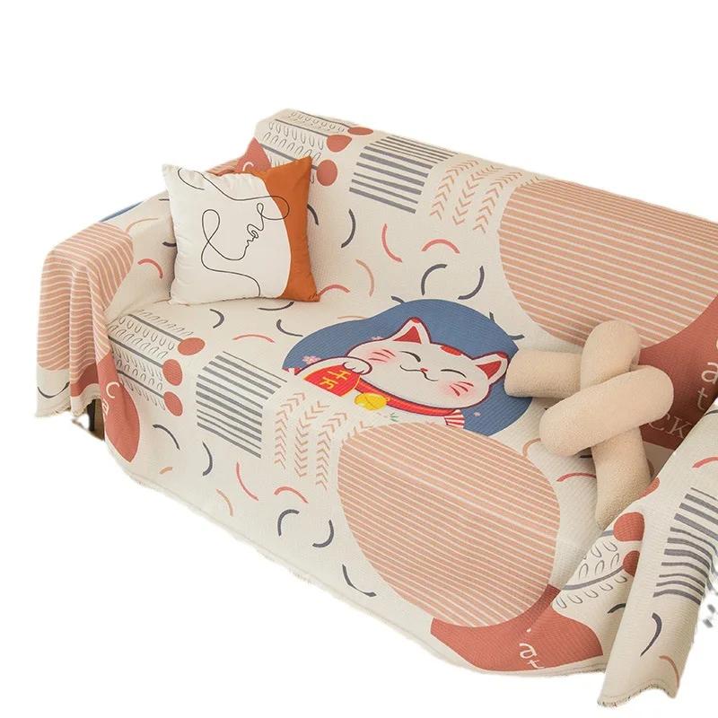 Полиэстер Хлопок Печатный Диван Полотенце Синель Диванные Одеяла Все Включено Чехол Ткань Четыре Сезона Диван Полотенце Анти Кошачьи Царапины