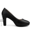 Allegra K Women's Round Toe Platform Chunky Heel Mary Jane Pumps, Black, Size 25.5cm