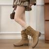 Fashion But Knee Skinny Pile Medium Boots Fall/Winter 2025 Vintage Round Heel Women's Martin Boots