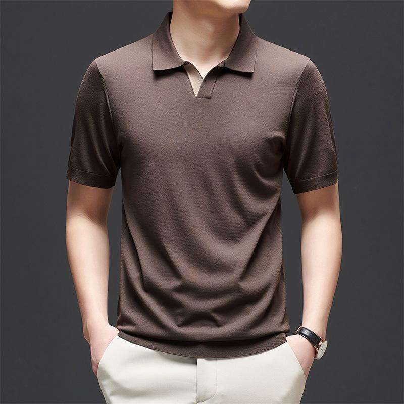 Новая летняя легкая роскошная мужская одежда, дышащая и приятная для кожи мужская трикотажная футболка Yilite с короткими рукавами, однотонная мужская футболка с половиной рукавов