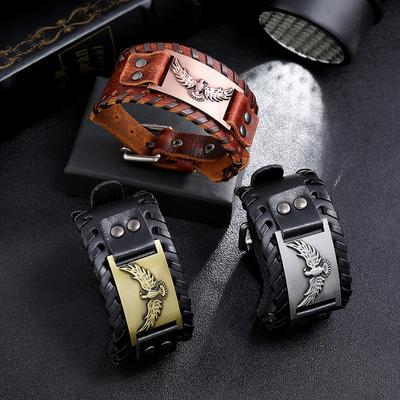 Модный браслет с тотемным дизайном, скандинавский орел, мужской браслет викингов, новые модные плетеные аксессуары из натуральной кожи, украшения для вечеринок