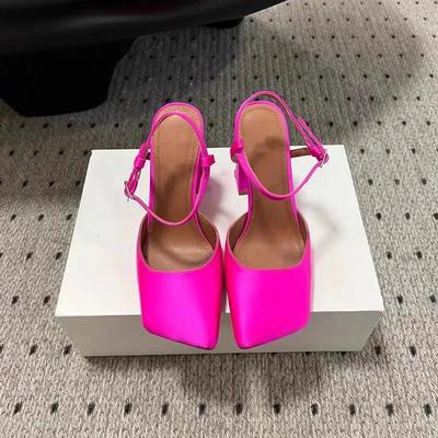 Модные новые атласные туфли Мэри Джейн, модные сандалии, европейско-американский женский летний стиль, квадратный носок, толстый каблук, для шопинга и поездок, туфли на высоком каблуке