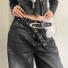 Кожаный меховой ремень с шипами Faux Fur Стиль Spicy Girl Меховая поясная сумка Корейский стиль Декор для джинсов Пояс Y2K