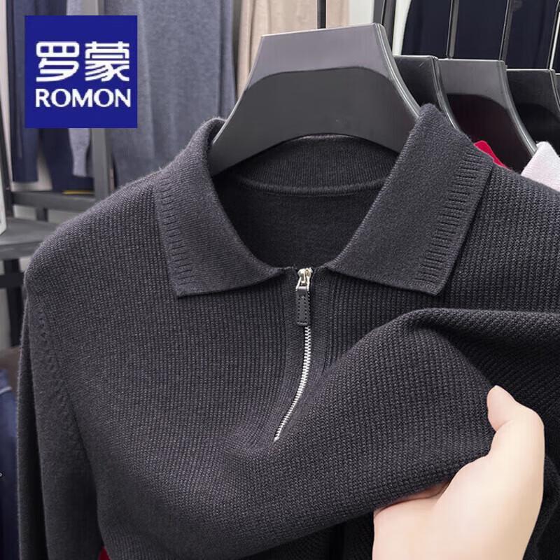 Luomeng Men's Fall Casual Zipper Lapel Knit Sweater