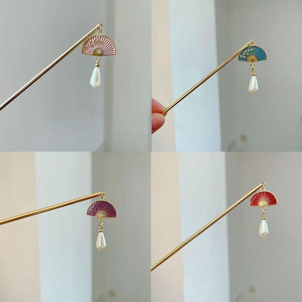 Headwear Cheongsam Hanfu Fan Hair Sticks Metal Hairpin Chinese Style Headwear Ancient Style Hairpin
