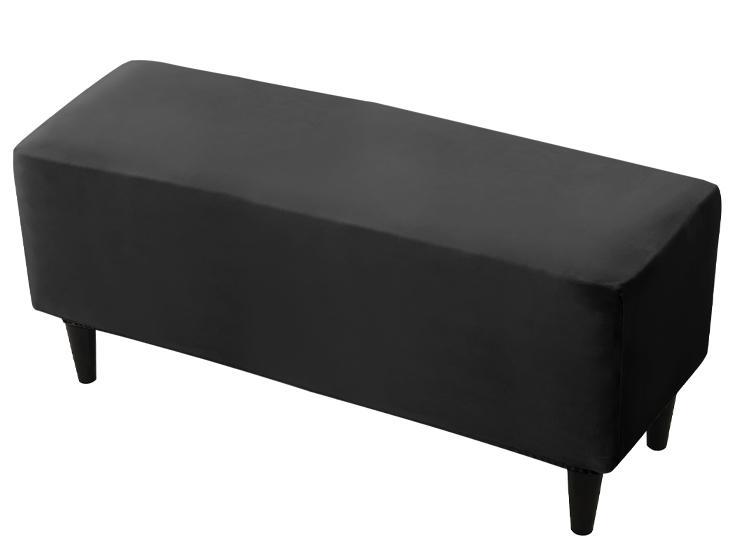 Cover For Double Bench, Footrest Pouf, Velvet, Black