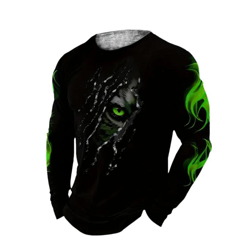 Men Long Sleeve T‑Shirt Skull Spider Lace 3D Print Gothic Halloween Art Casual Streetwear Top