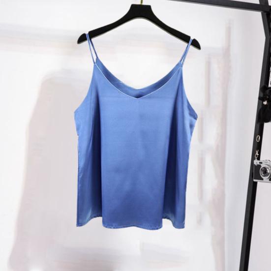 Майка с V-образным вырезом, однотонная, очень мягкая, без рукавов, свободного кроя, полиэстер