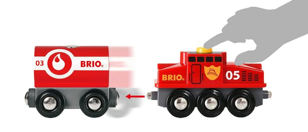 BRIO WORLD Набор «Спасательная команда» 36025 [44 детали] для детей от 3 лет (Игрушечный электрический поезд с деревянными рельсами) Красный, зеленый, синий и желтый