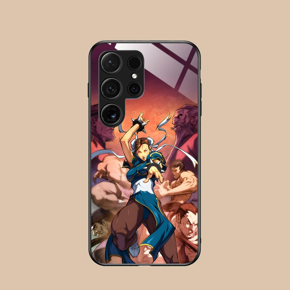 Чехол для телефона Street Fighter Chunli для Samsung Galaxy A56 55 54 53 52 51 36 35 34 23 16 15 5G Стеклянный Цветной Чехол Роскошный Красивый