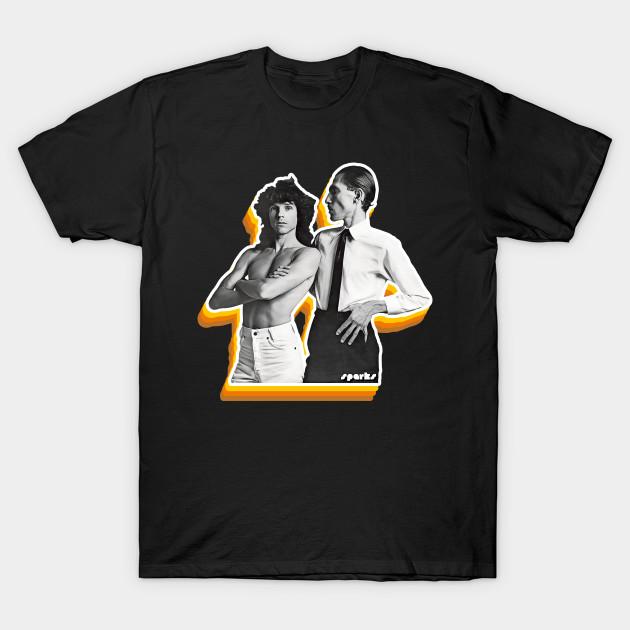 Asian Size Men Print T-shirt Retro Sparks Band Fade Art No-Cut Heat Transfer Print Cotton Tshirt