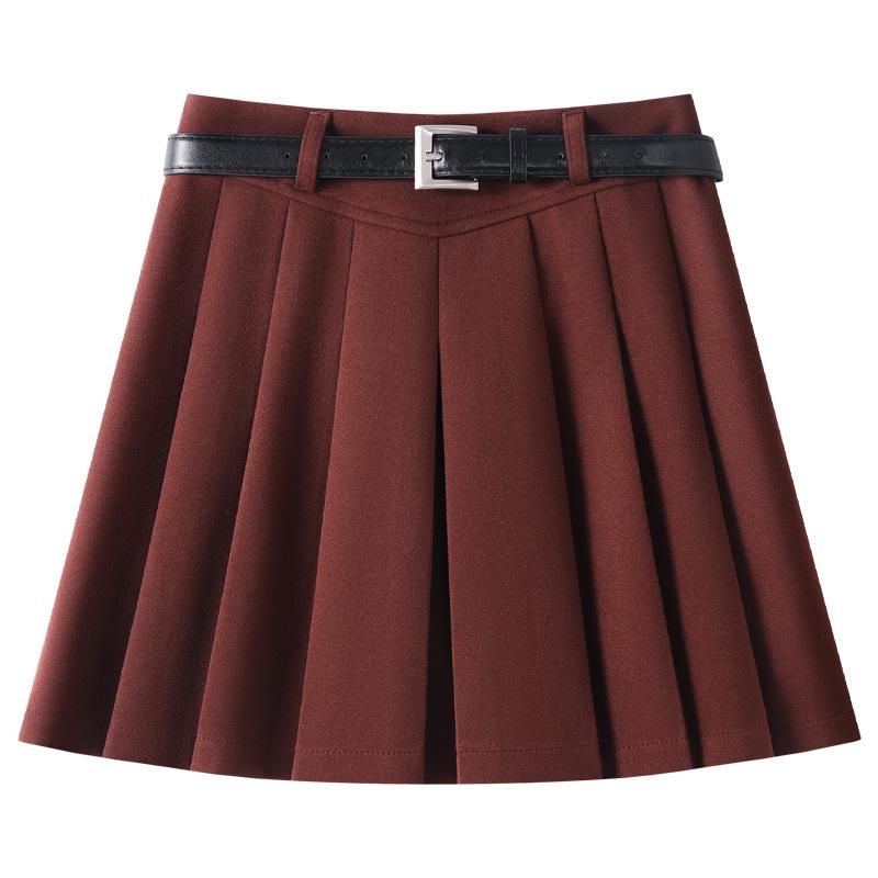 Женская юбка миди А-силуэта цвета хаки с высокой посадкой и плиссировкой - Коллекция Осень/Зима 2024