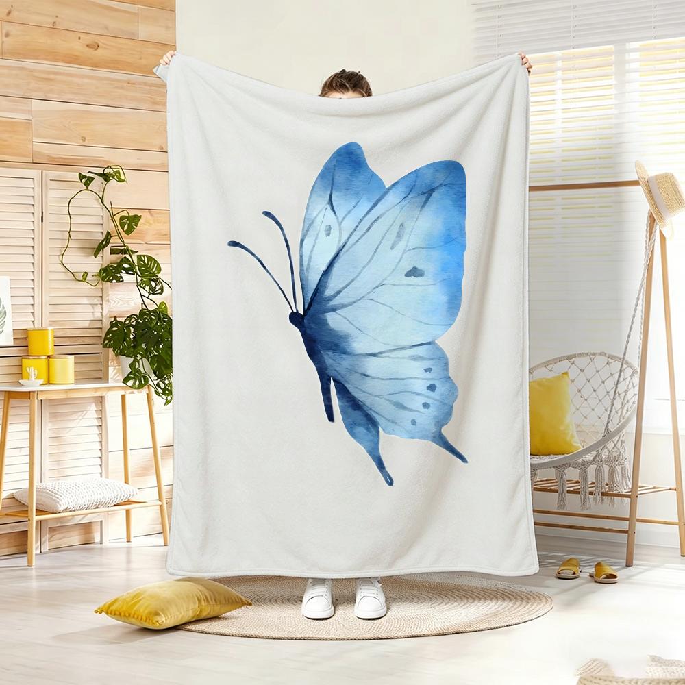 Art Graphic butterfly Throw Lightweight 240g Flannel Blanket Soft Skin-friendly for Summer Cooling