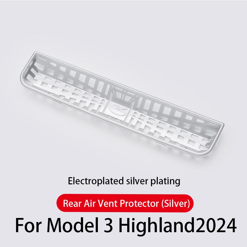 For Tesla Model 3 Highland 2024 Rear Air Vent Cover Center Console Armrest Box Back Conditioner Outlet Filter Grille Protector