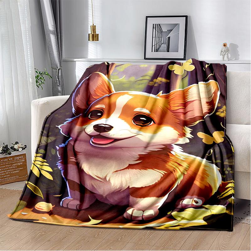 Одеяло с милой собакой, мультяшным хаски, самоее, чихуахуа, коки, померанским шпицем, мягкое одеяло для дома, спальни, чехол для дивана, детское одеяло