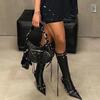 Fashion Sexy Knee High Boots 2024 Winter Boots Brand Design Super High Thin Heels With Rivet Retro Fashion Cool Women Shoes Big Size 46
