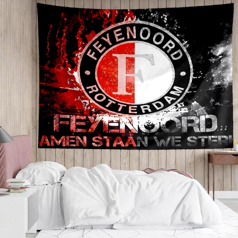 Feyenoord Rotterdam logo Tapestry for Bedroom Aesthetic Classroom Tapestries Wall Hanging for Living Room Dorm Office,Ideal Creative Gift