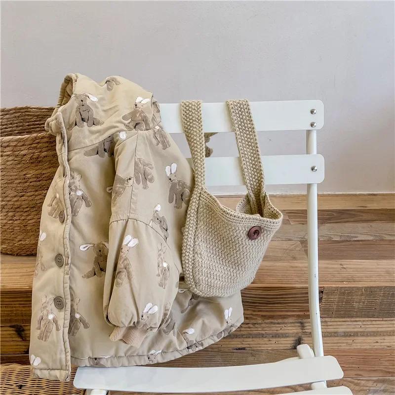 Детская верхняя одежда с рисунком из мультфильма, толстое стеганое пальто с капюшоном, корейская детская одежда, куртка для девочек и мальчиков, теплая зимняя