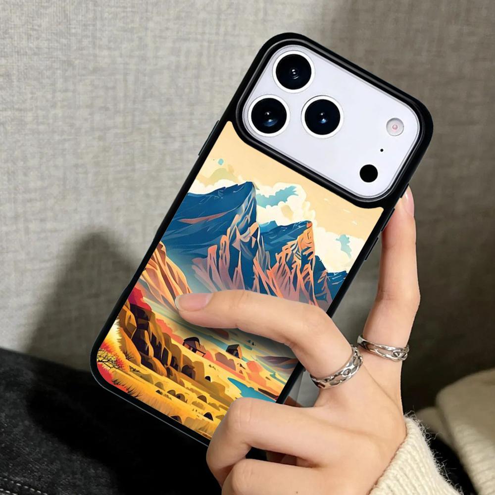 Capa Case for iPhone 17 Air 16 Pro Max 15 Plus 11 13 Mini 14 12 Back Phone Cover Nature Mountain Peaks