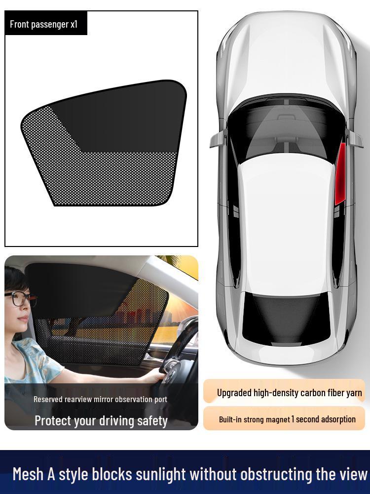 Magnetic Mesh Car Sun Shade - Summer Heat Protection, UV Shield, Clear View.