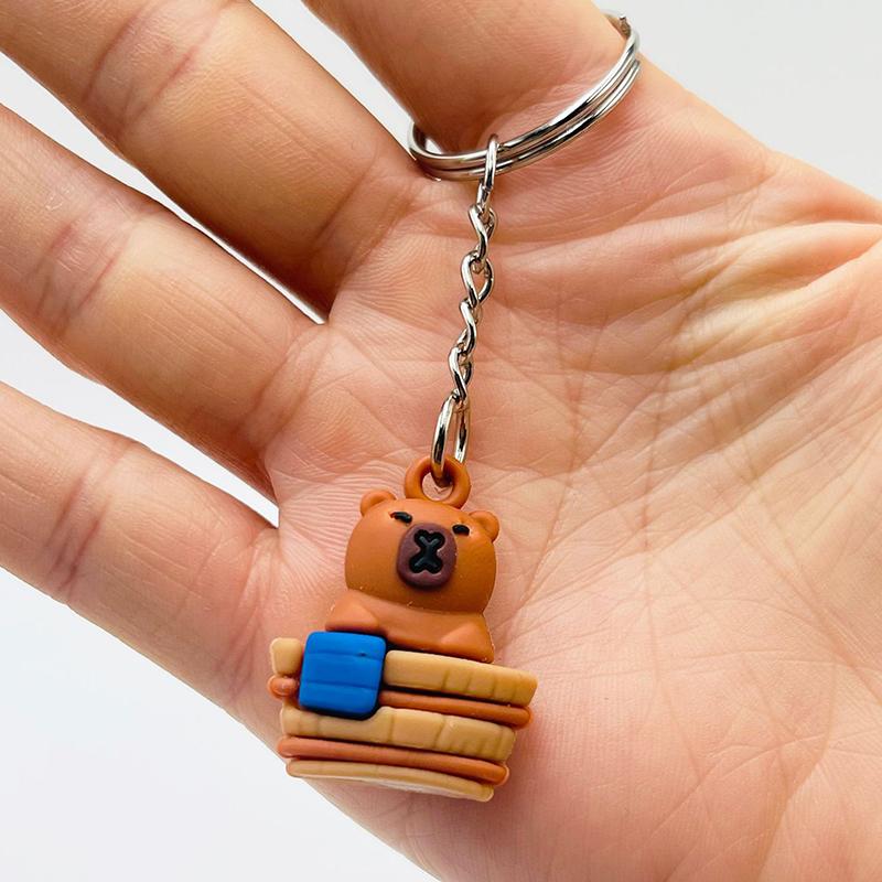 Брелок-кавайная капибара, мультяшный 3D-брелок с изображением животных, ПВХ-брелок для ключей, сумка-подвеска, рюкзак, подвесное украшение, подарки для пары